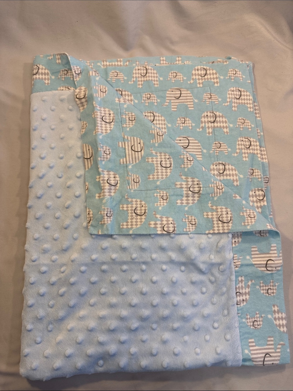 Blue Elephant Minky Baby Blanket by